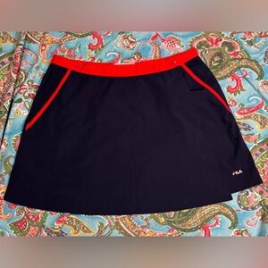 Vintage FILA wrap TENNIS SKIRT preppy AUTHENTIC 80s A-LINE mini NAVY & RED 12/14
